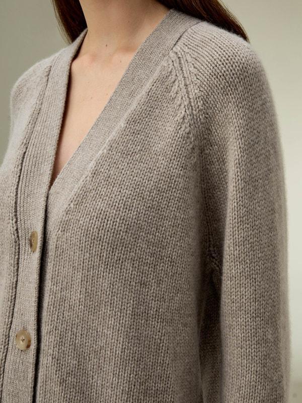 Chunky Knit Wool Cashmere Blend Cardigan Product Image