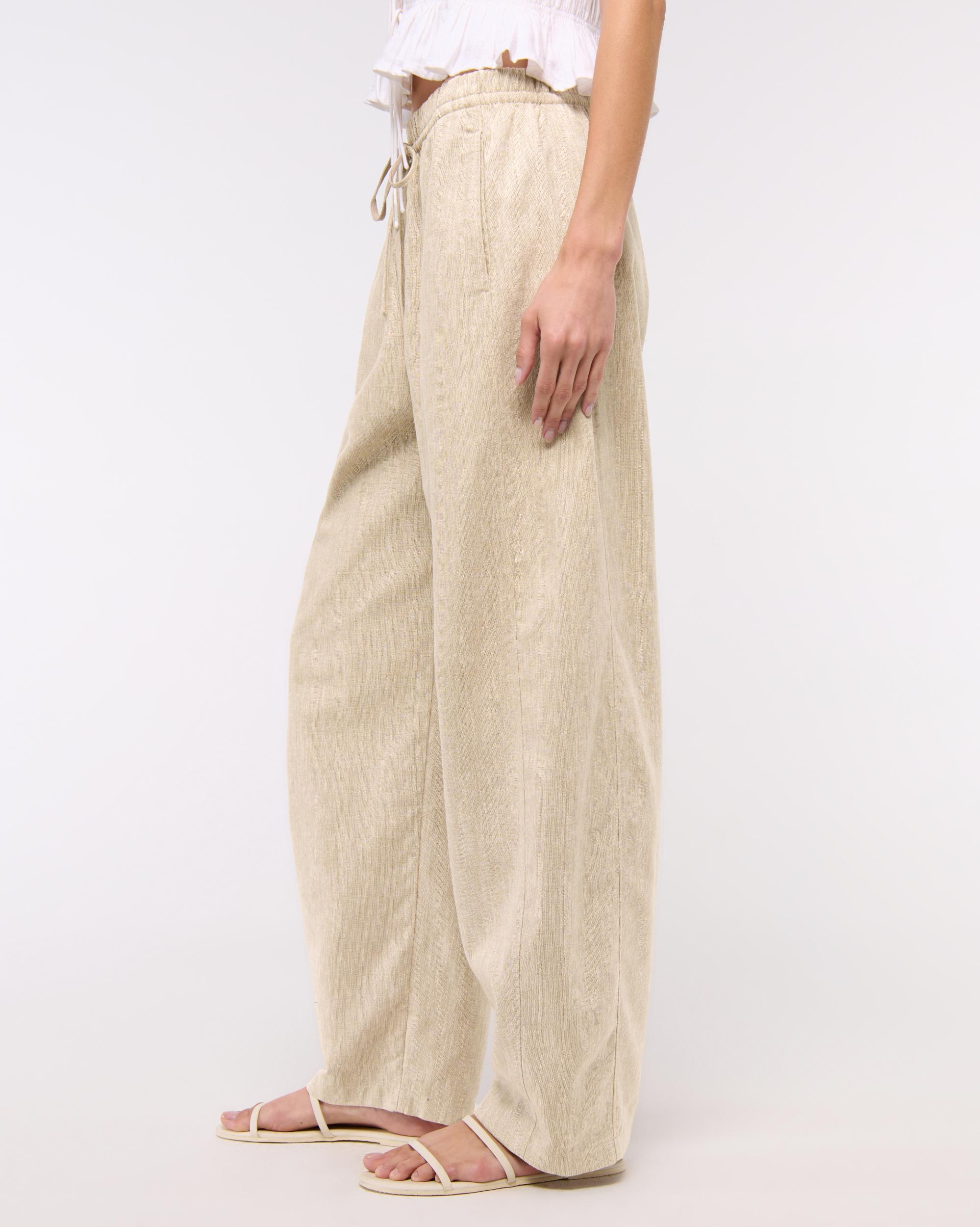 Linen-Blend Barrel Pull-On Pant Product Image