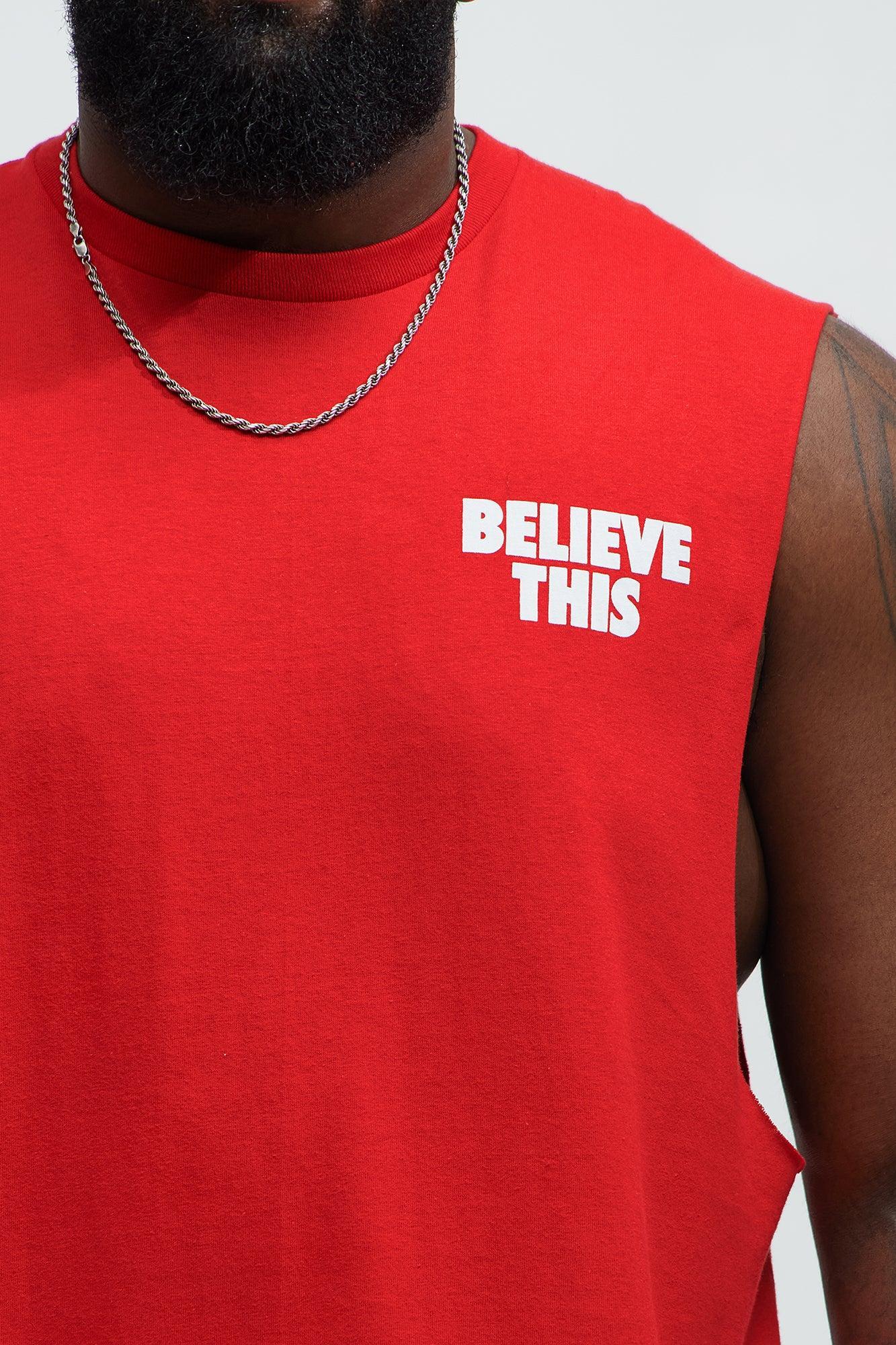 Believe This Muscle Tee - Red Product Image