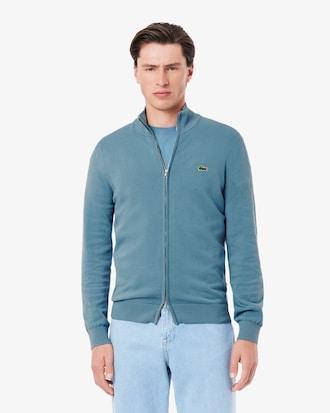 Zipped High Neck Cotton Sweater Product Image