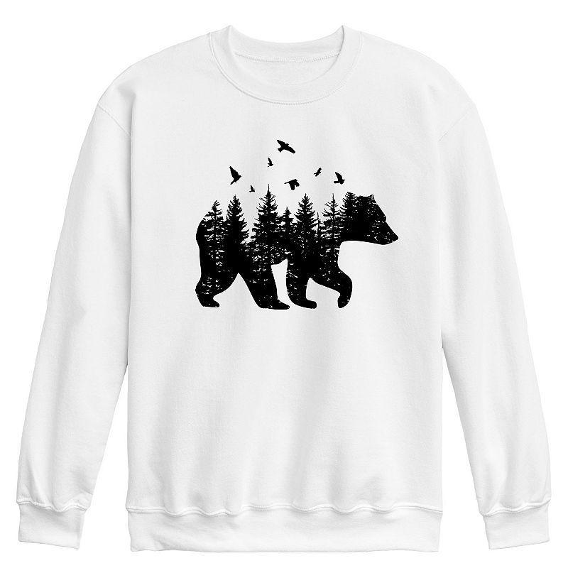 Mens Forest Bear Silhouette Graphic Fleece Sweatshirt Product Image