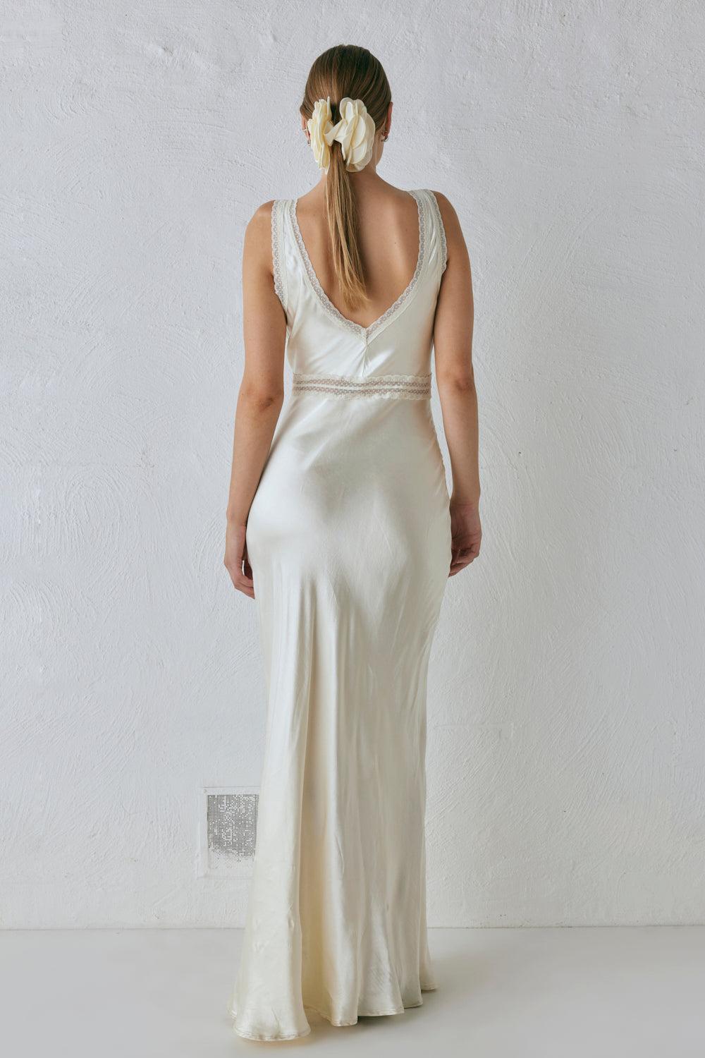 Meet Me On The Dance Floor Bias Cut Maxi Dress Cream Product Image