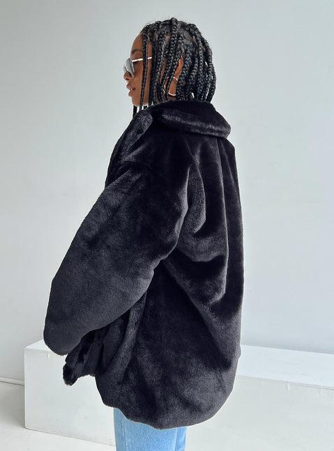 Dune Faux Fur Jacket Black Product Image