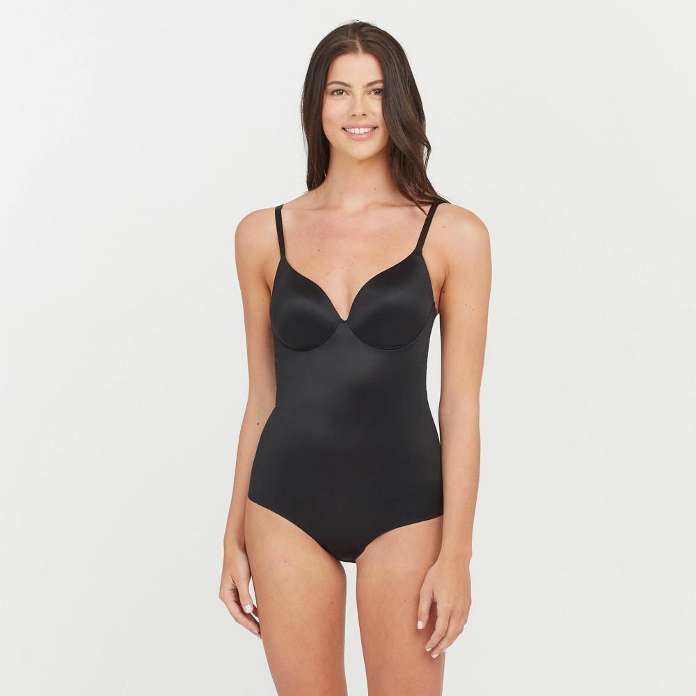 ASSETS by SPANX Womens Flawless Finish Shaping Micro Low Back Cupped Bodysuit Shapewear - Very Black XL Product Image