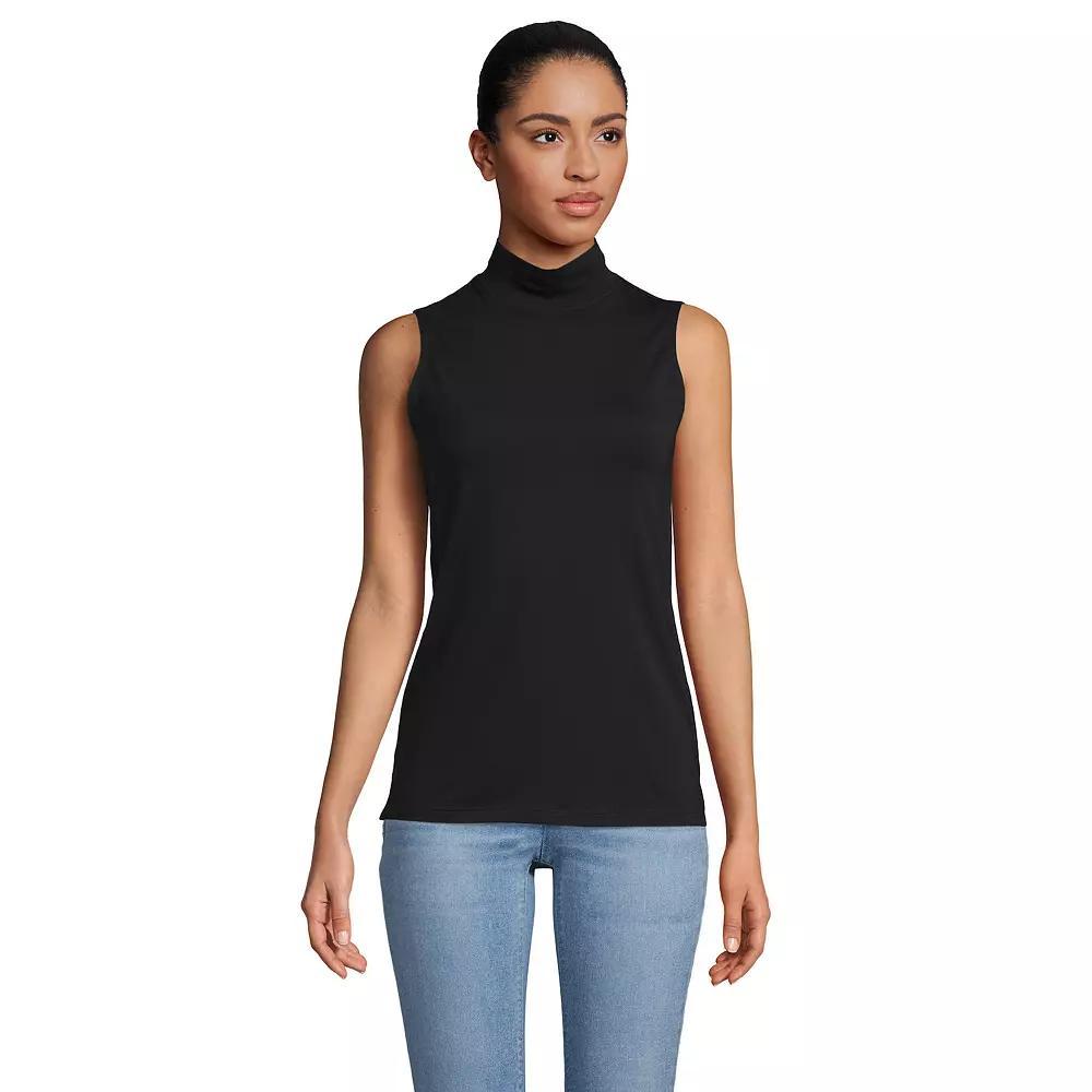 Women's Lands' End Sleeveless Mockneck Top, Size: Small, Black Product Image