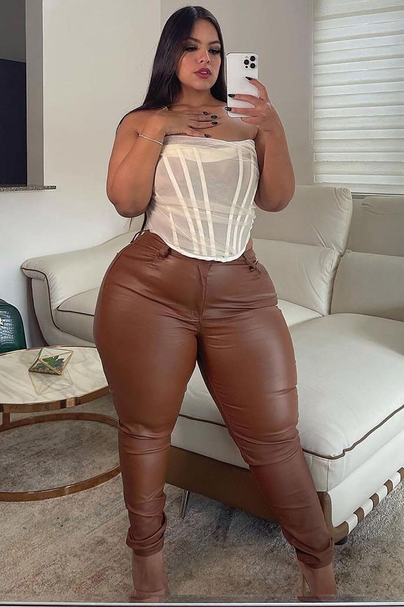 Double Dare Faux Leather Pants - Camel Product Image