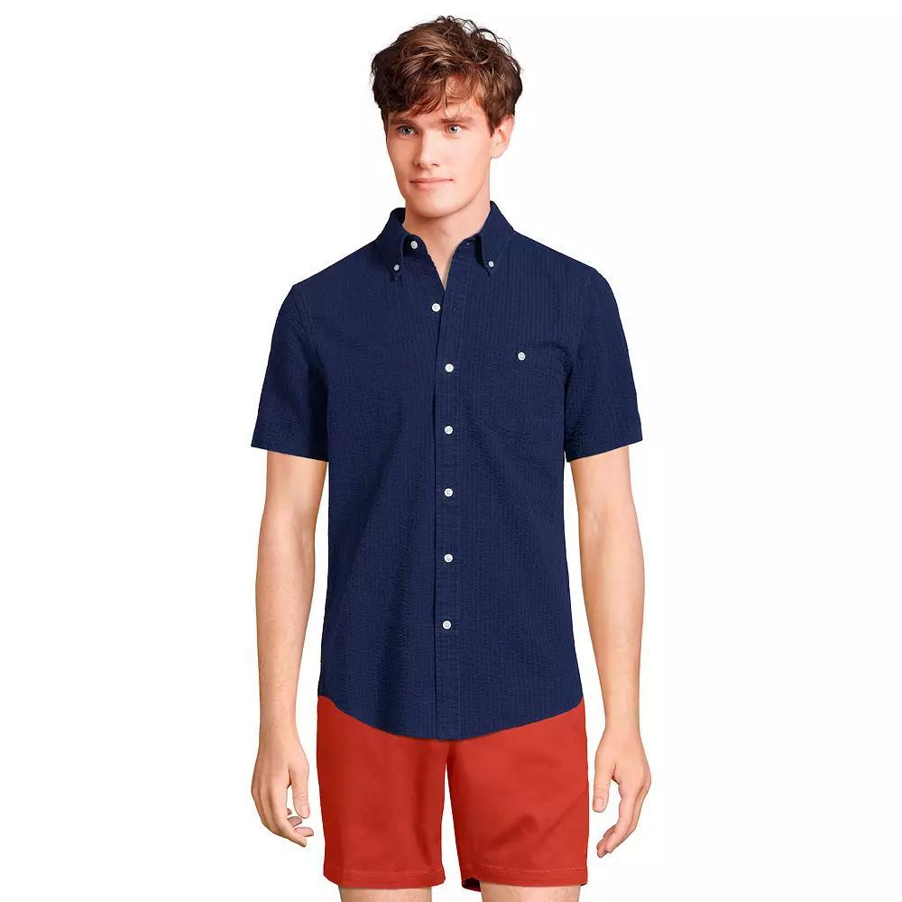 Men's Lands' End Button-Down Seersucker Shirt,  Product Image