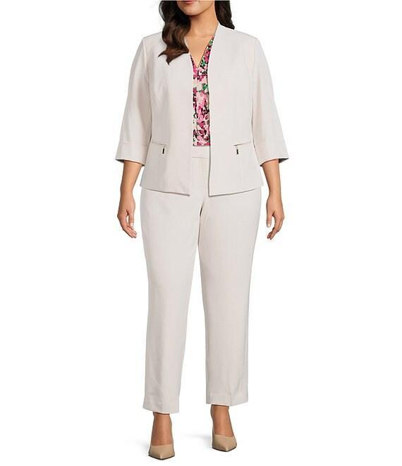 Kasper Plus Size Slim Crepe Crop Pants Product Image