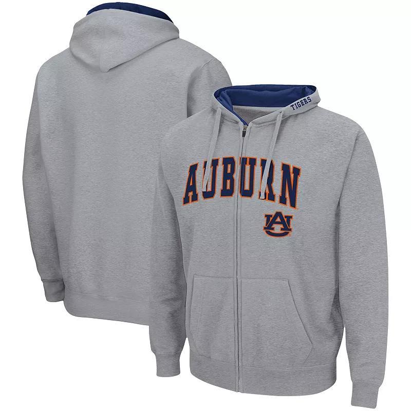 Men's Colosseum Heathered Gray Auburn Tigers Arch & Logo 3.0 Full-Zip Hoodie,  Product Image