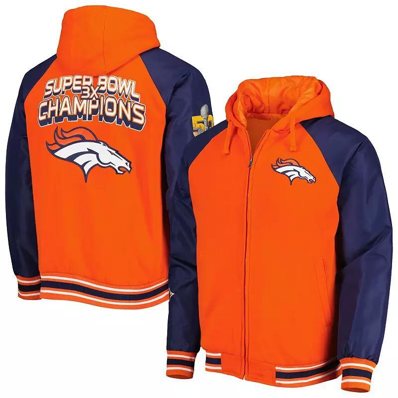 Mens G-III Sports by Carl Banks Denver Broncos 3x Champions Defender Raglan Full-Zip Hoodie Varsity Jacket Product Image