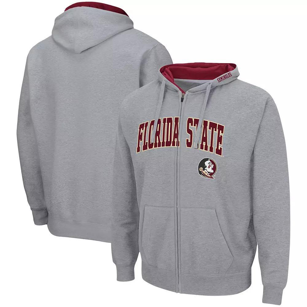 Men's Colosseum Heathered Gray Auburn Tigers Arch & Logo 3.0 Full-Zip Hoodie,  Product Image