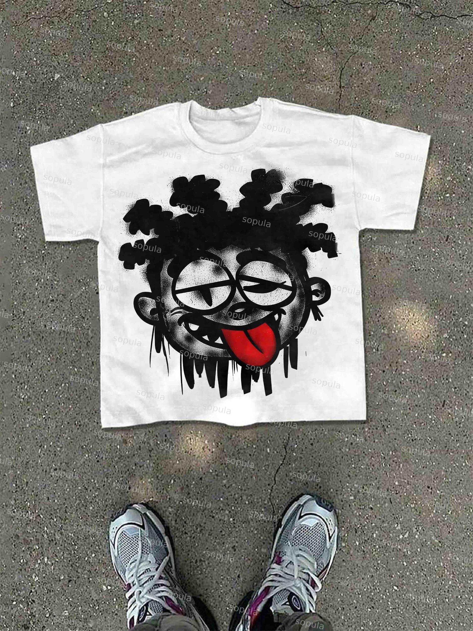 Vintage Big Face Graphic Cotton T-shirt Product Image