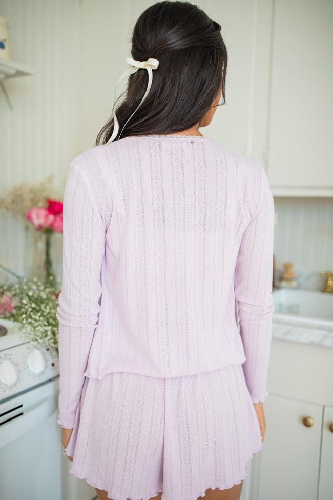 At This Time Lavender Pointelle Lounge Cami And Cardigan SALE Product Image