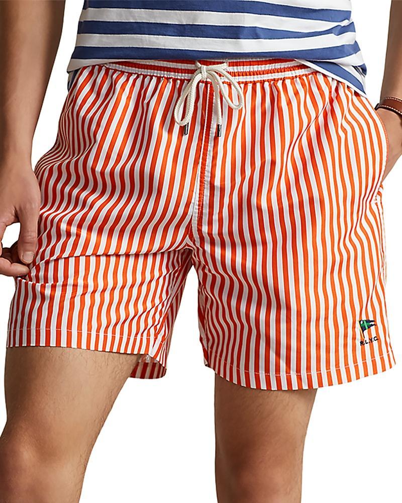 Mens Striped Swim Trunks Product Image