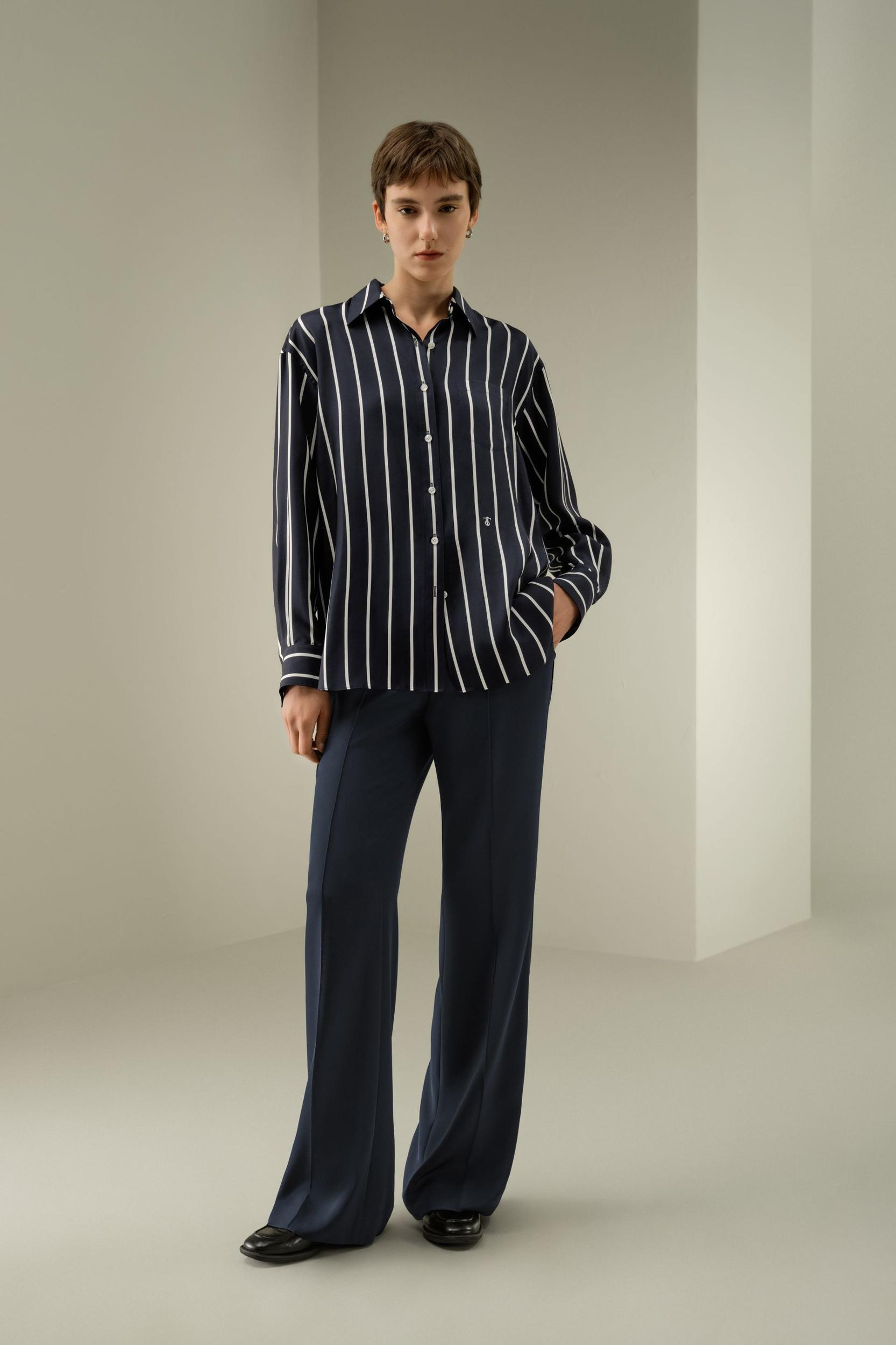 Silk Twill Striped Button-Down Shirt Product Image