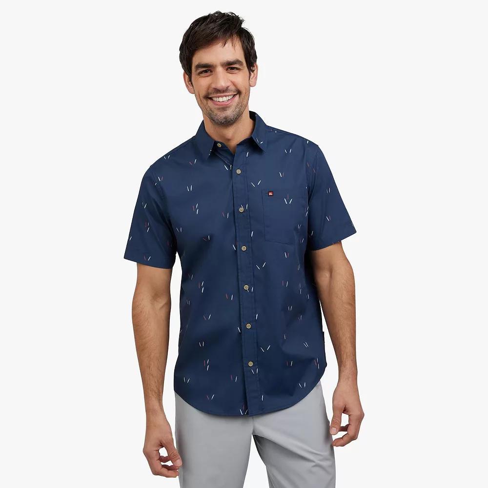 Men's Quiksilver Short Sleeve Button Down Shirt, Size: Large, Blue Product Image