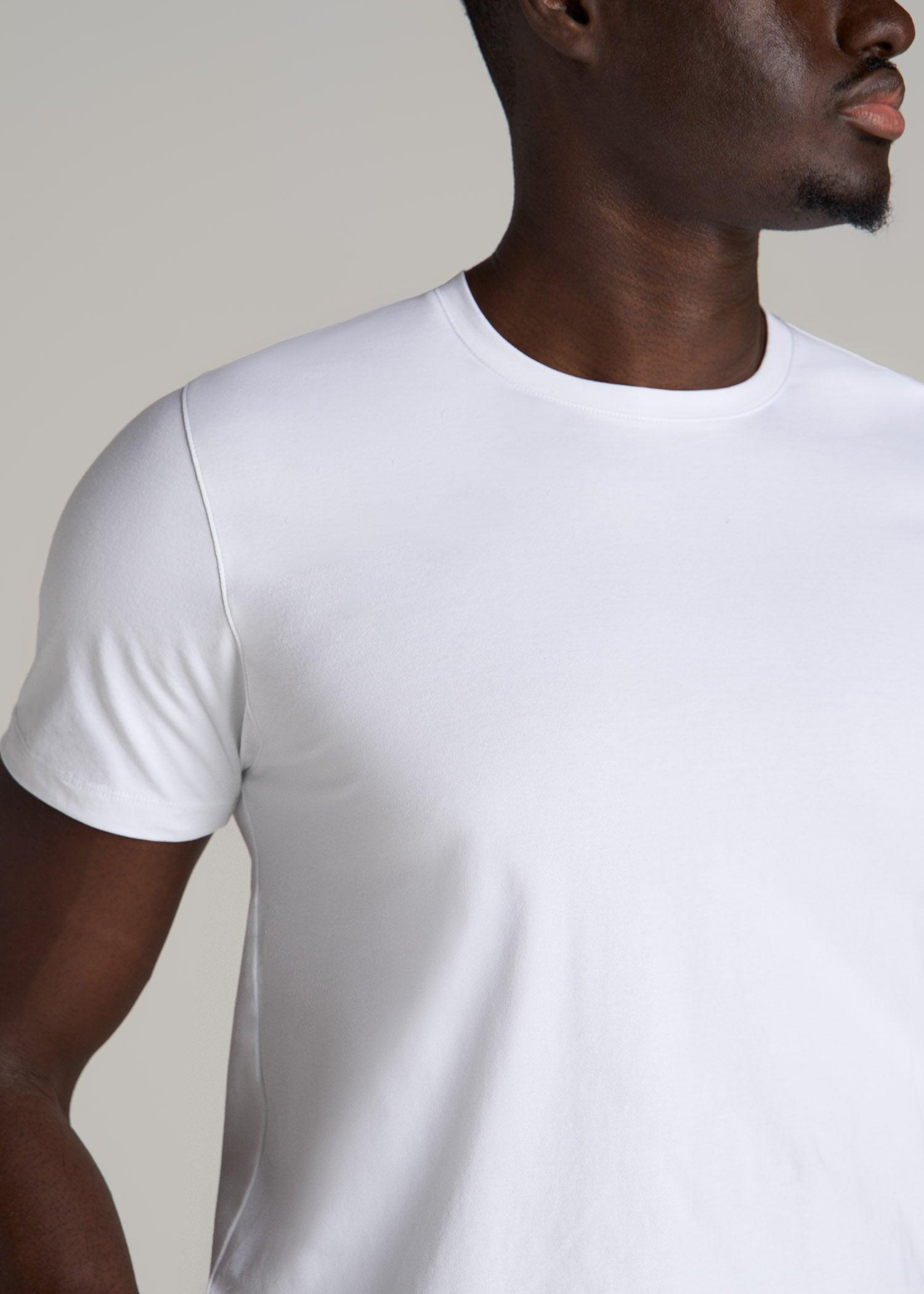 The Essential MODERN-FIT Crewneck Tee for Tall Men in White Male Product Image