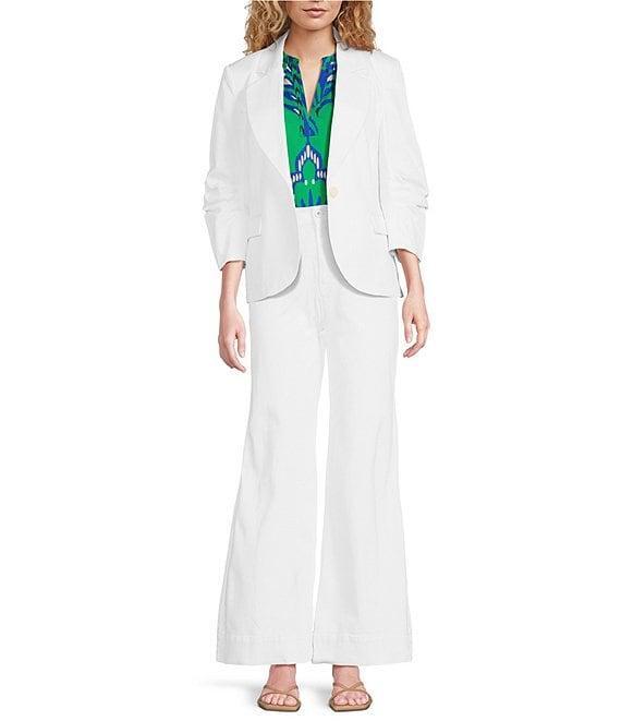 tyler boe Taylor Notch Lapel 3/4 Shirred Sleeve Single Breasted Blazer Product Image