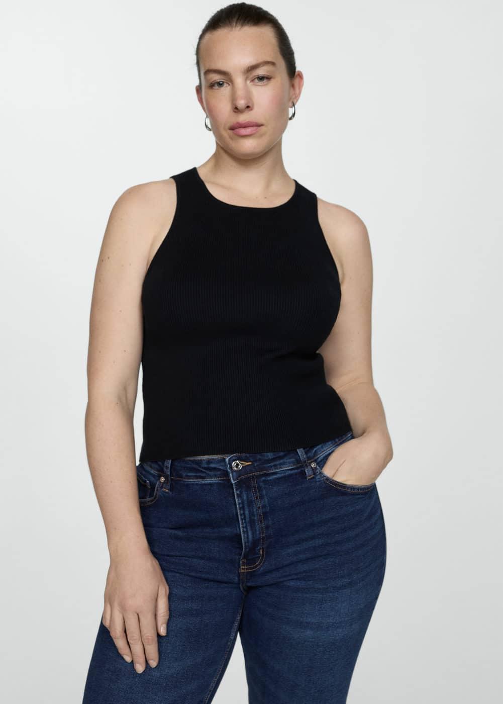 Mango Womens Crop Flared Jeans Product Image