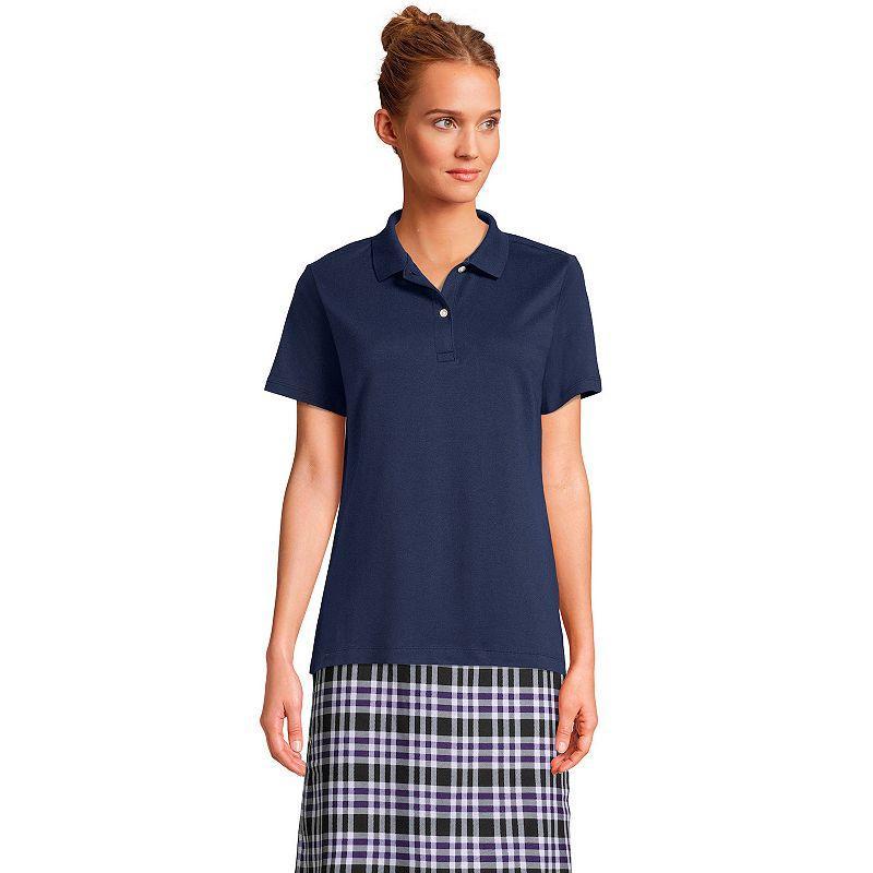 Women's Lands' End School Uniform Short Sleeve Interlock Polo Shirt, Size: XL, Classic Blue Product Image