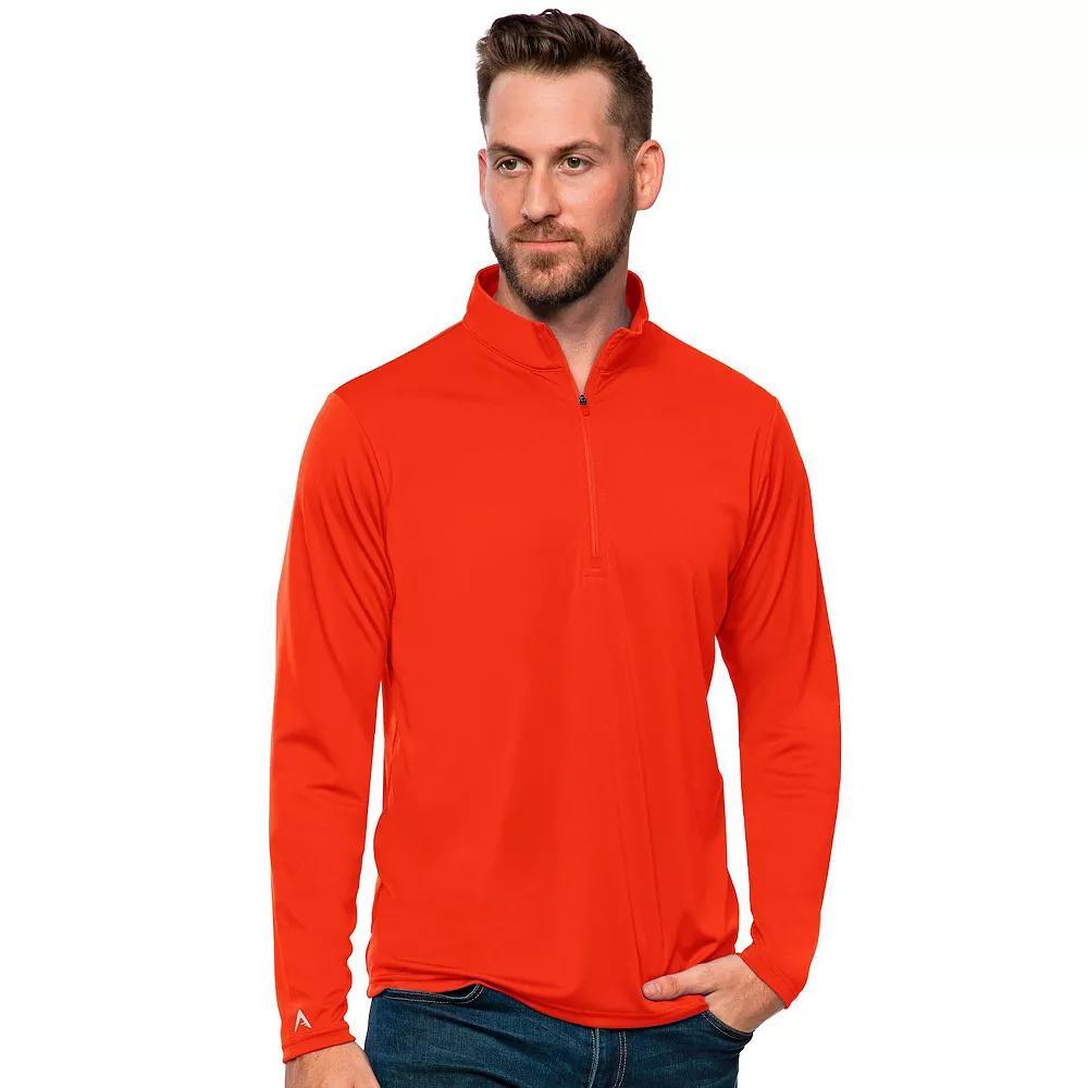 Men's Antigua Blank Tribute Quarter Zip Pullover, Size: Medium, Orange Product Image