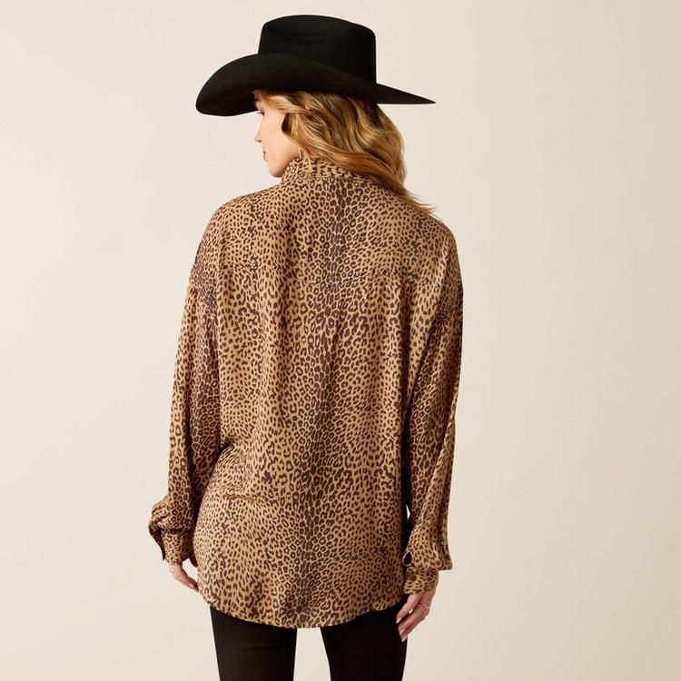 Ariat® Ladies' L/S Relaxed Mole Leopard Print Button Shirt Product Image