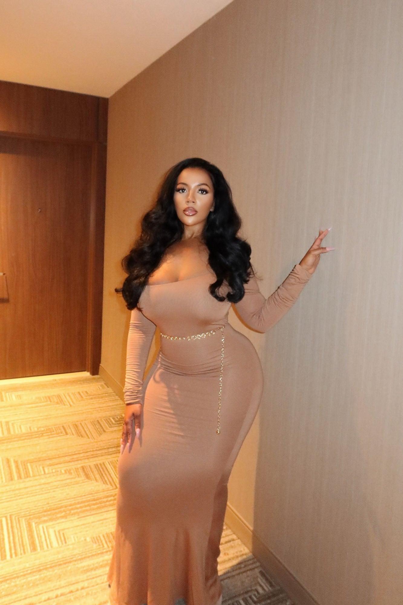 Leia Off Shoulder Maxi Dress - Mocha Female Product Image