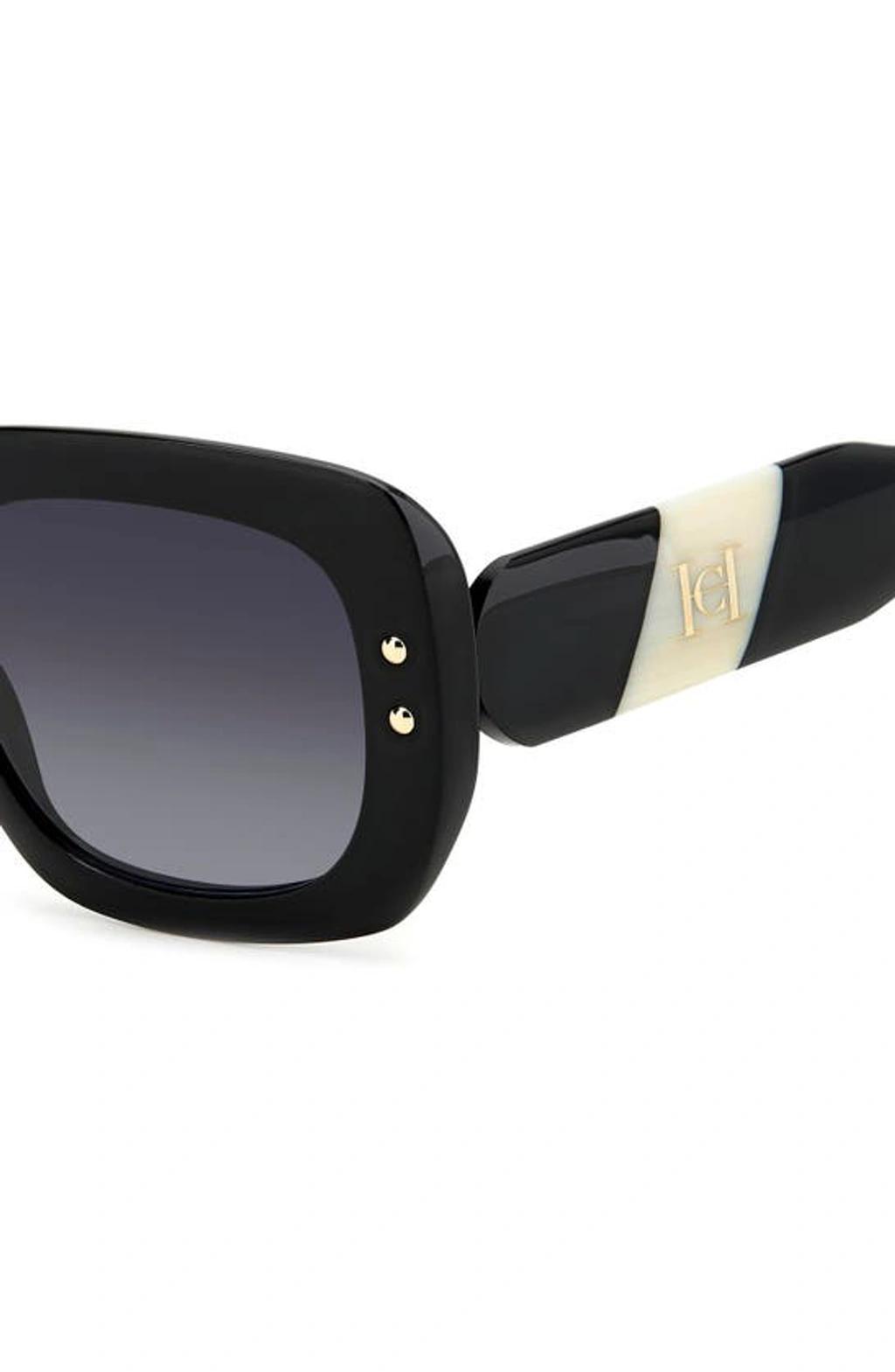 CAROLINA HERRERA 52mm Rectangular Sunglasses In Black White Grey Product Image