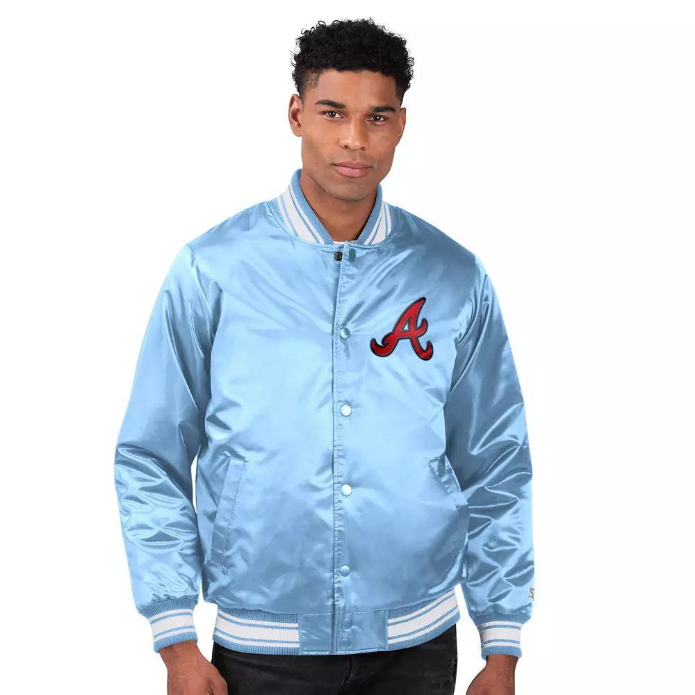 Men's Starter Light Blue New York Yankees Locker Room Satin Full-Snap Varsity Jacket, Size: Small Product Image