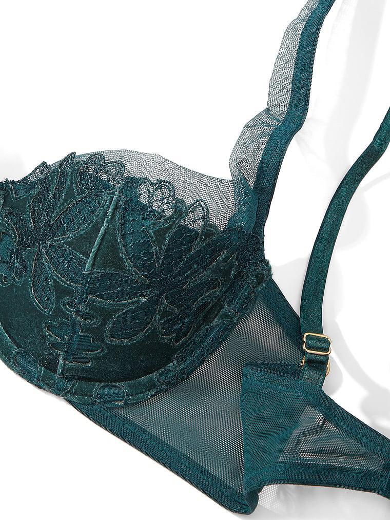 Velvet Ziggy Glam Floral Embroidery Lightly Lined Balconette Bra Product Image