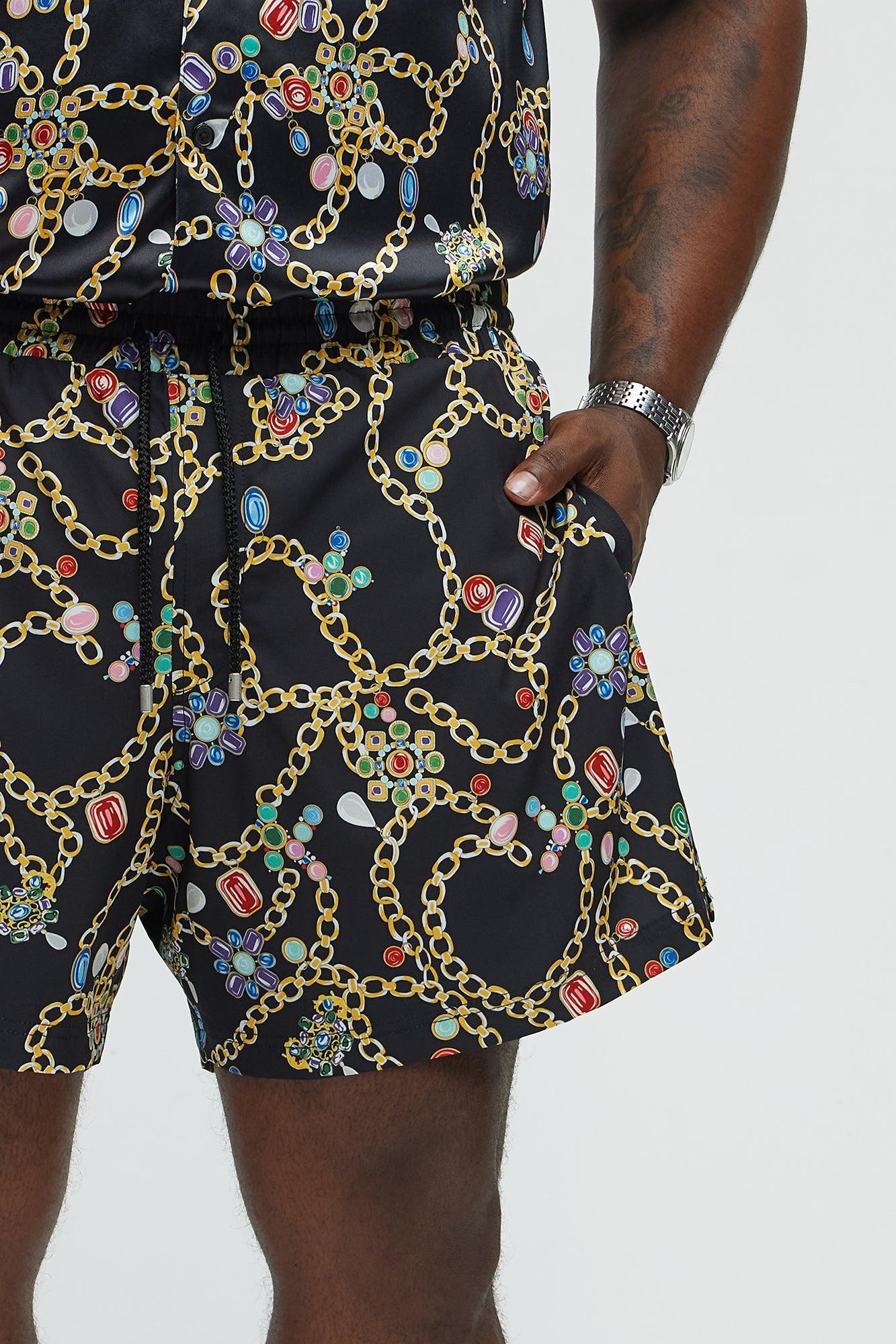 Tidal Jewels Printed Swim Mid Trunk - Black/combo Product Image