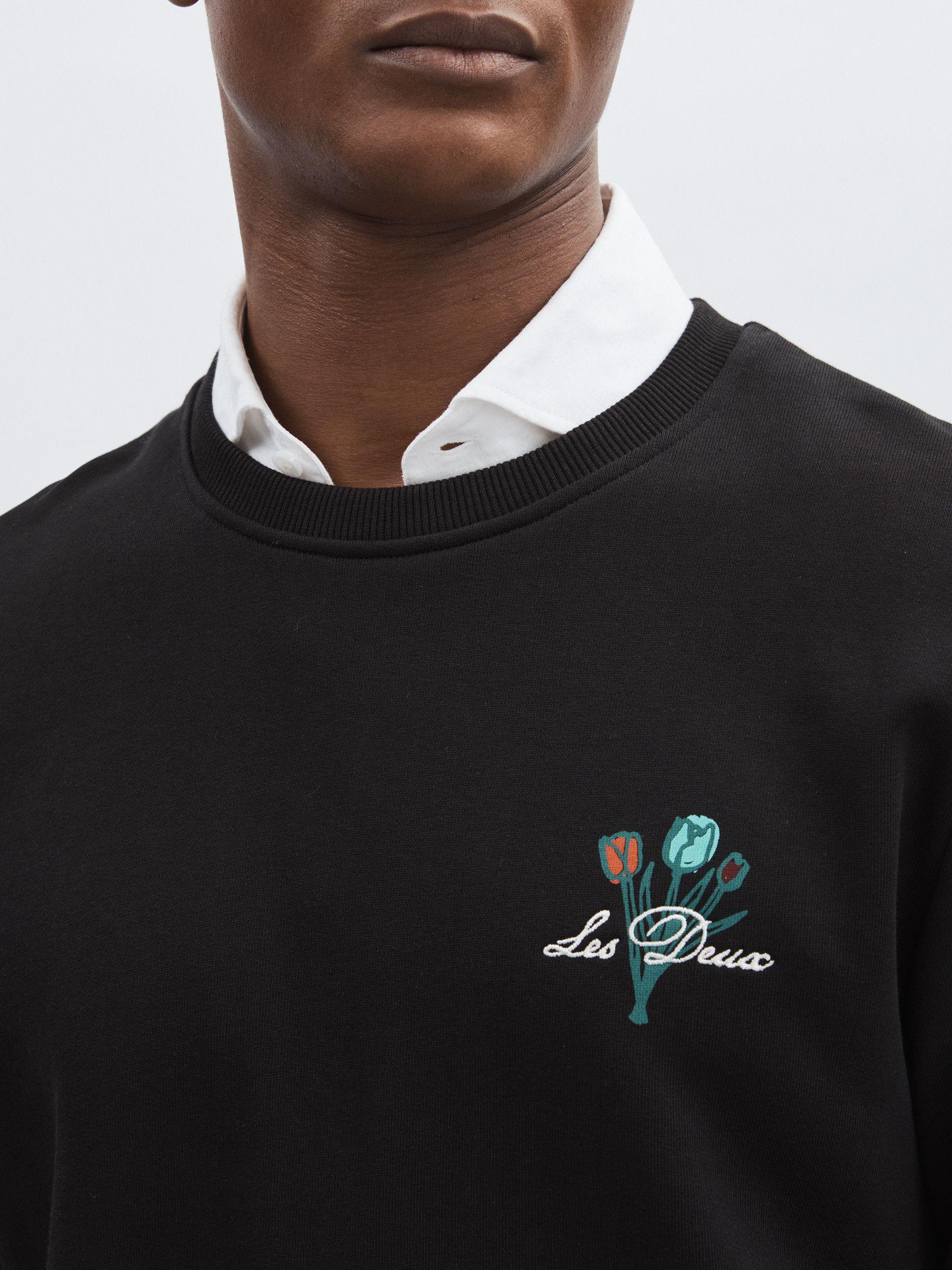Les Deux Cotton Café Sweatshirt in Black Print Product Image