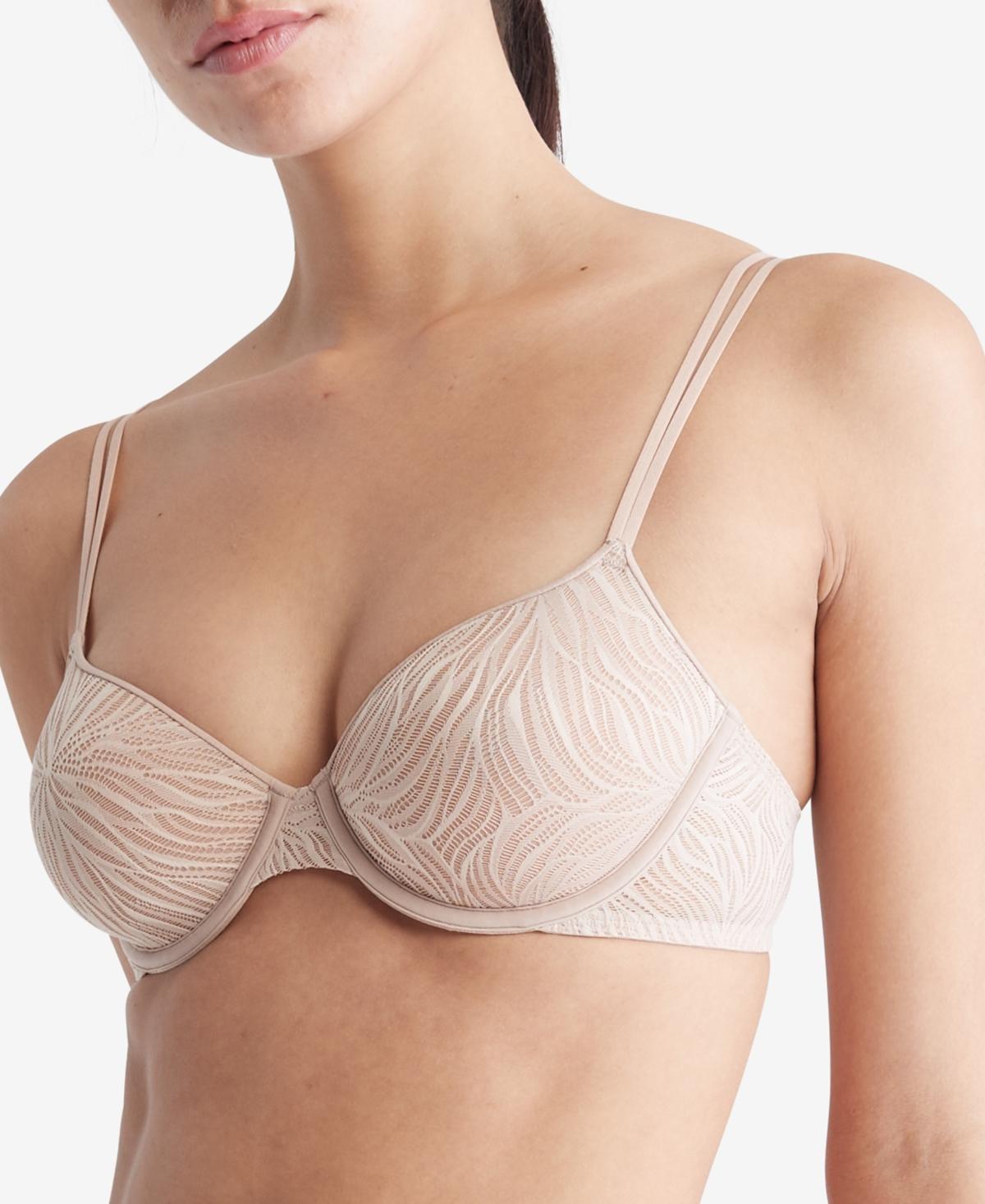 Calvin Klein Womens Sheer Marquisette Lace Lightly Lined Demi Bra - Pink - 36C Product Image