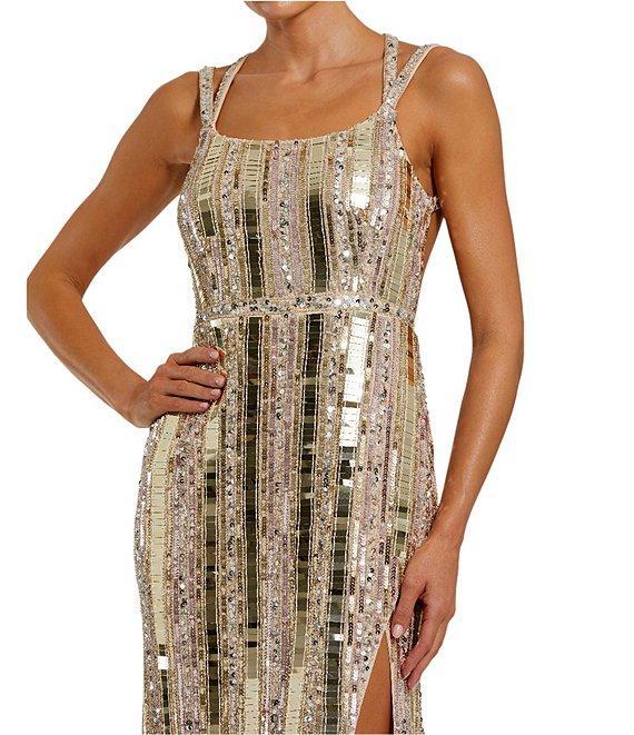 Mac Duggal Scoop Neck Strap Back Embellished Column Gown Product Image