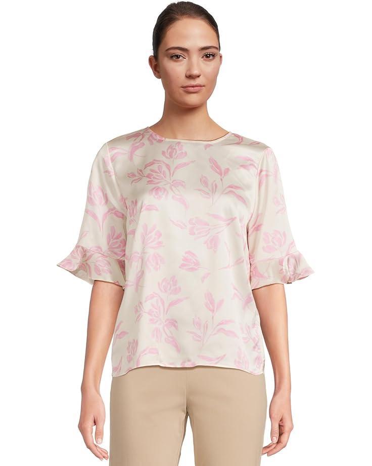 V-Neck Elbow Ruffled Sleeve Knit Top Product Image