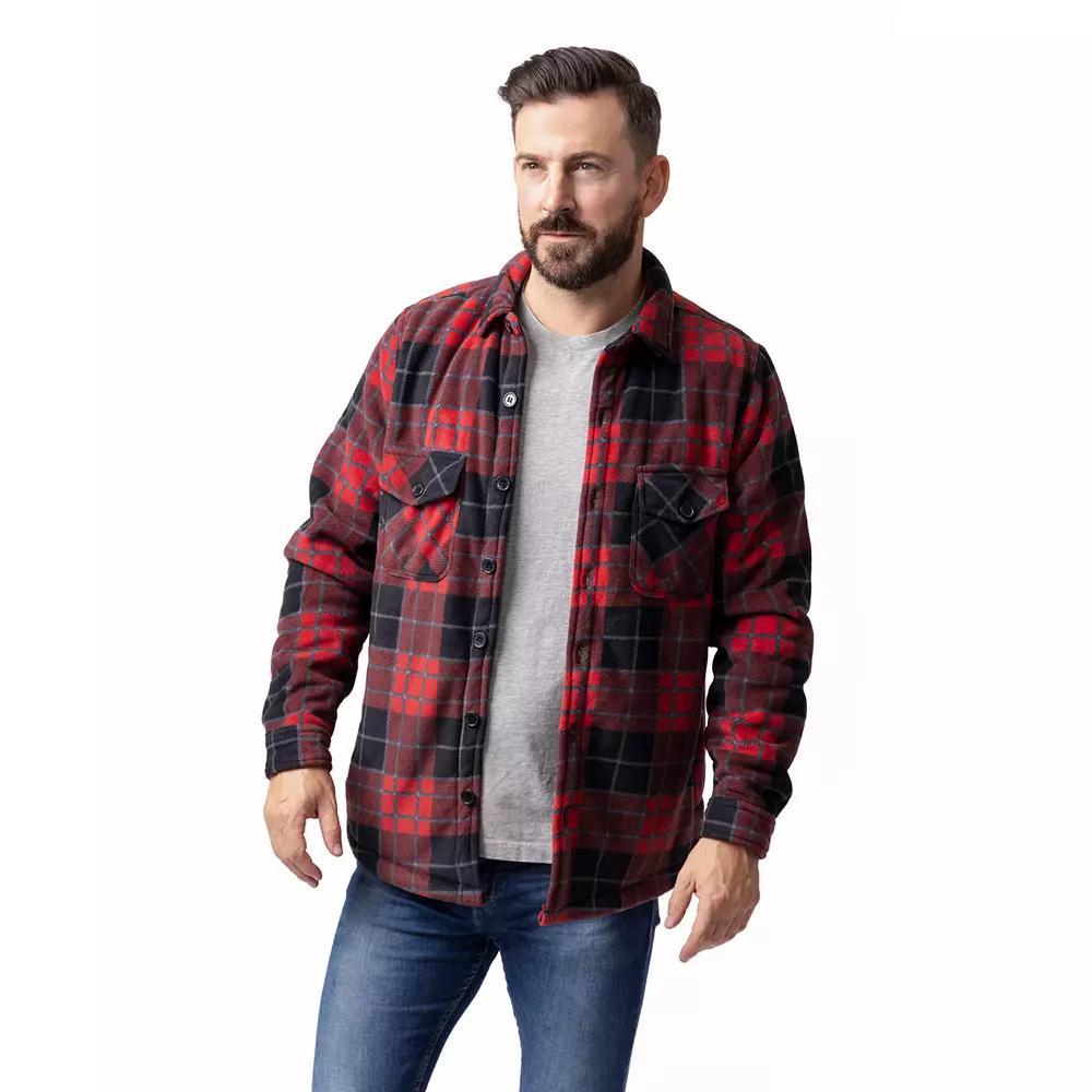 Men's Heat Holders Heatweaver Lined Fleece Shirt Jacket, Size: Small, Red Black Product Image