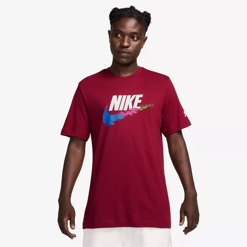 Men's Nike Distorted Swoosh Sportswear Tee, Size: Large, Multi Red Product Image