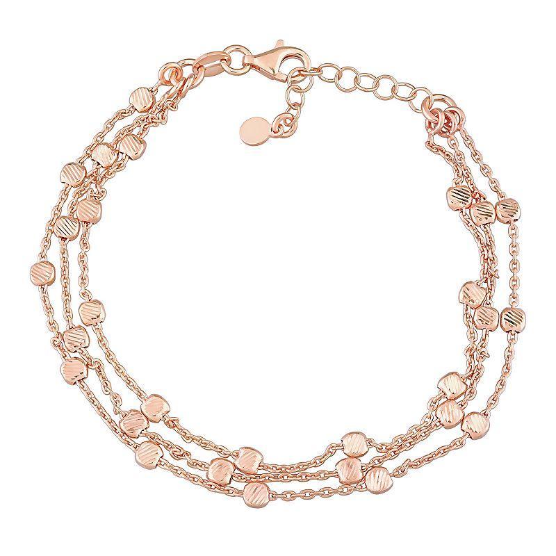 Stella Grace 18k Gold Over Silver Multistrand Chain Bracelet, Womens Rose Gold Tone Product Image