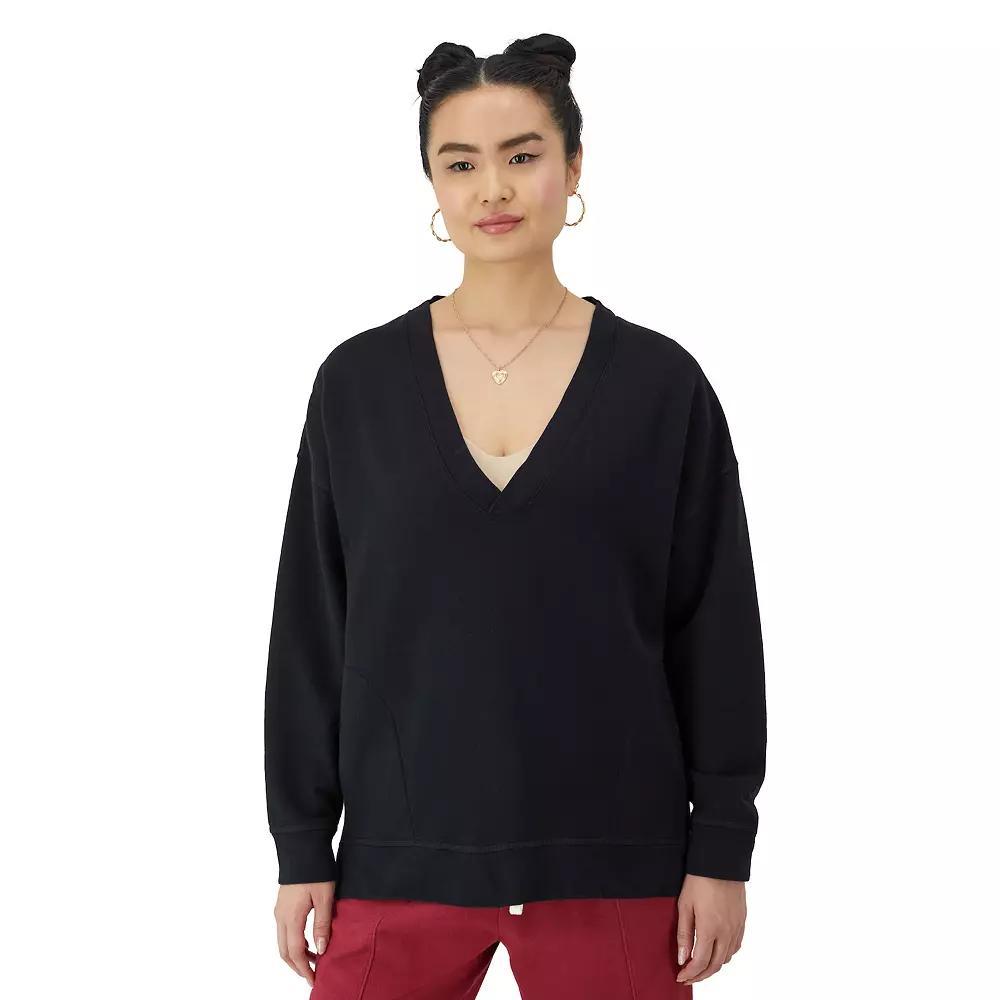 Women's Champion® Vintage Wash Oversized V-Neck Pullover, Size: Large, Black Product Image