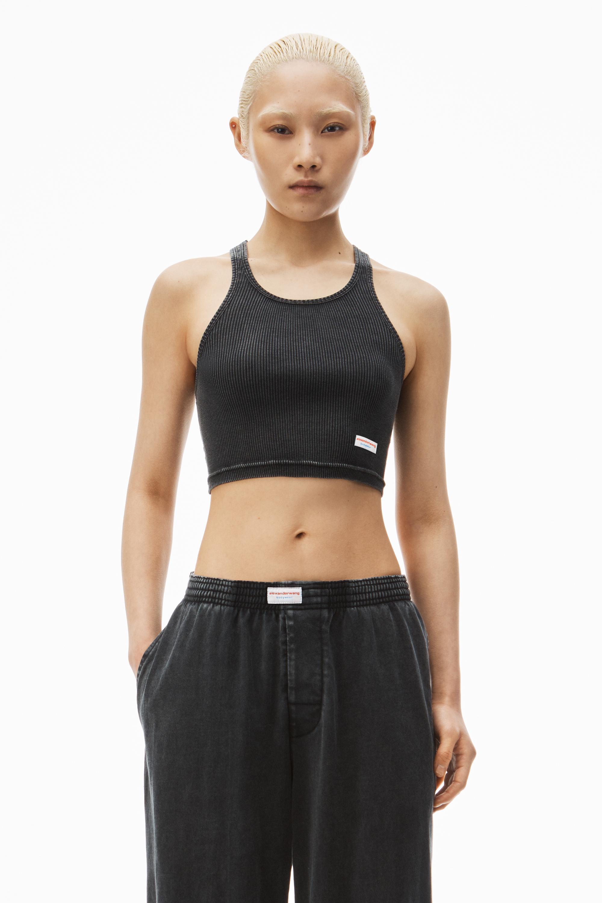 Cropped Racer Tank In Ribbed Cotton Product Image