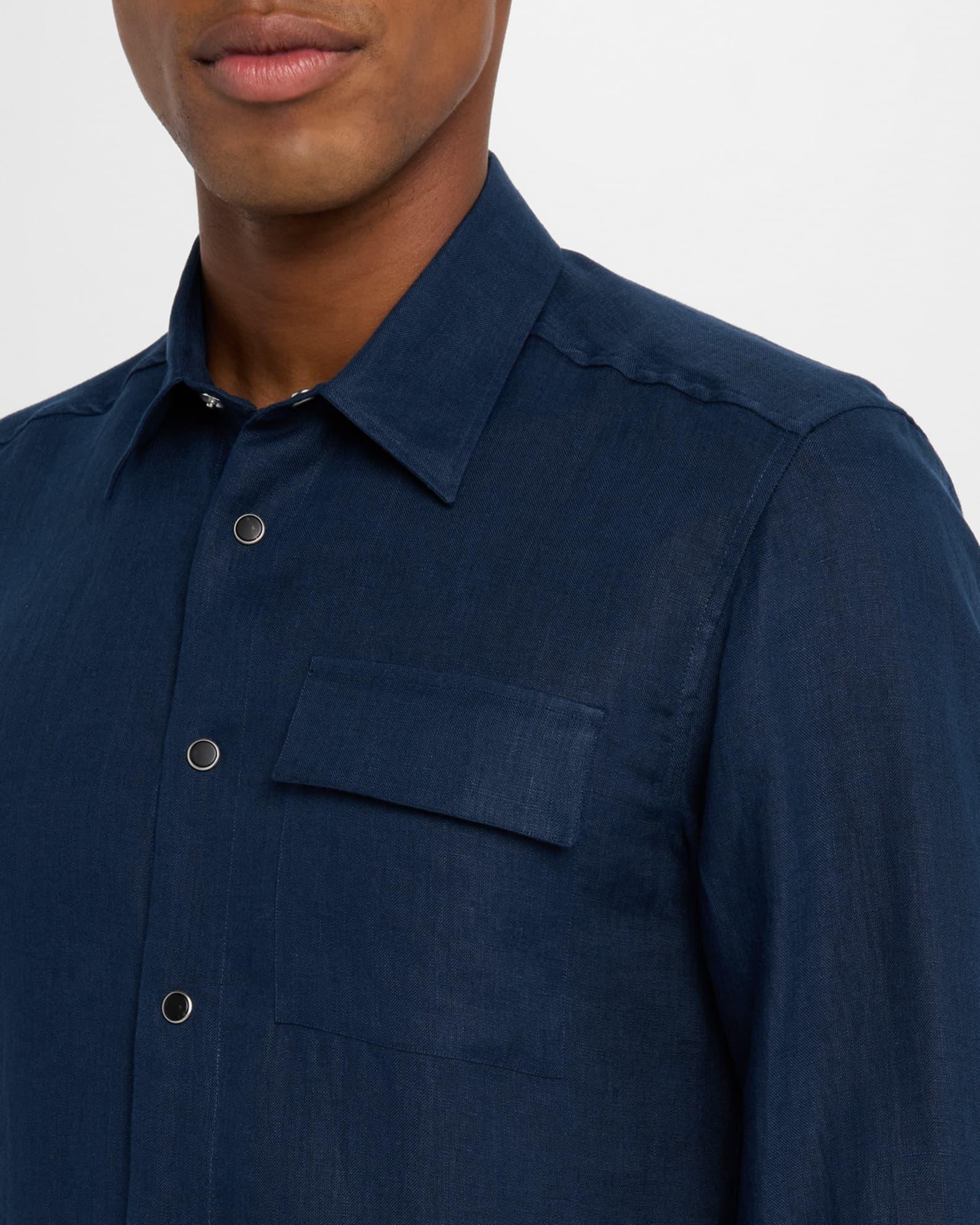 Men's Linen Snap-Front Overshirt Product Image