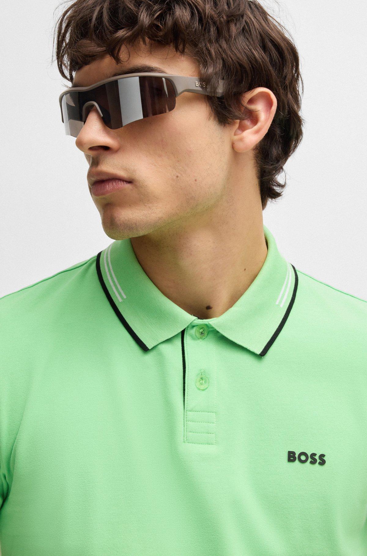 Stretch-cotton slim-fit polo shirt with branding Product Image