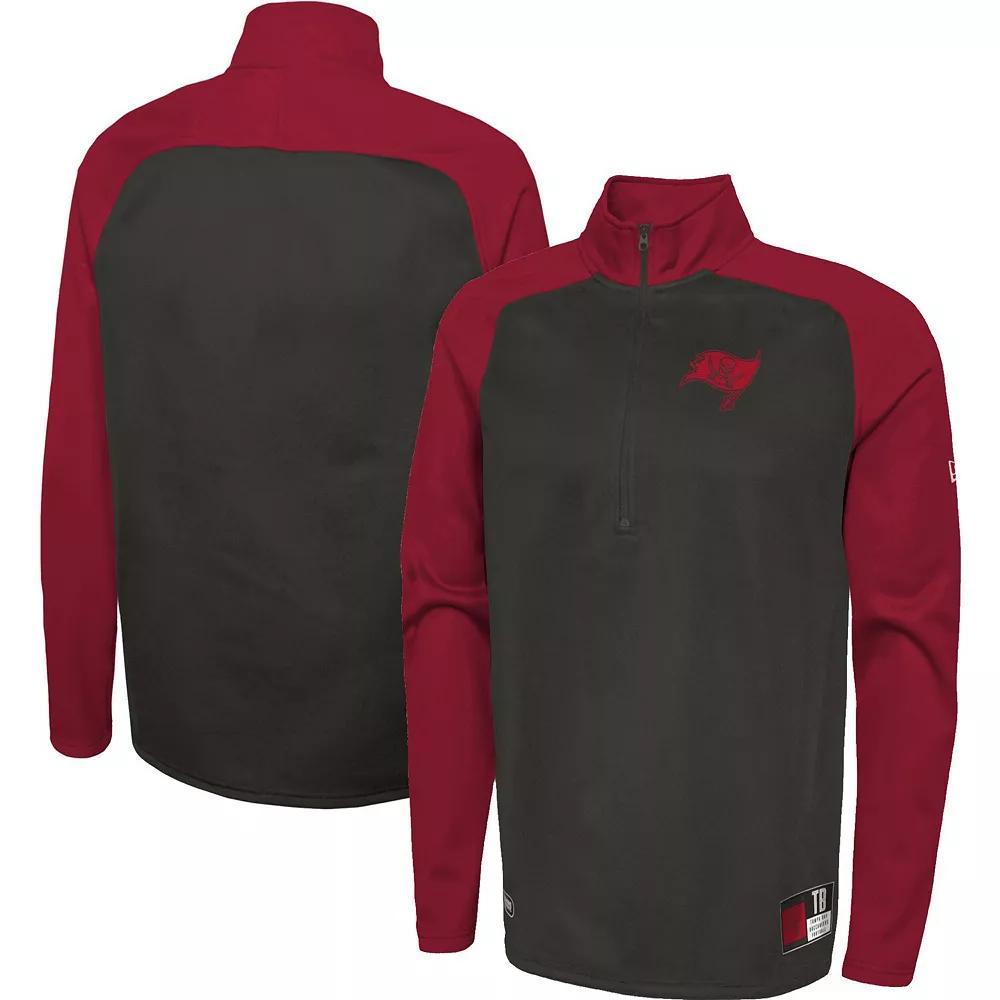 Men's New Era Black Tampa Bay Buccaneers Combine Authentic O-Line Raglan Half-Zip Jacket, Size: XL Product Image