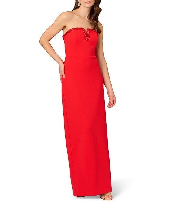Aidan Mattox Beaded Strapless Bonded Crepe Column Gown Product Image