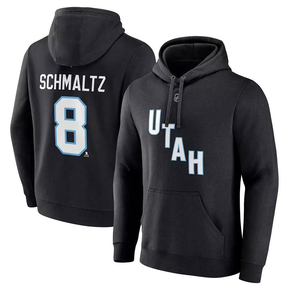 Men's Fanatics Nick Schmaltz Black NHL Utah Authentic Stack Name & Number Tri-Blend Pullover Hoodie,  Product Image