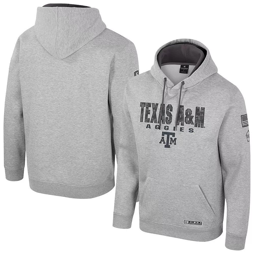 Men's Colosseum Heather Gray Texas A&M Aggies Oorah OHT Military Appreciation Pullover Hoodie,  Product Image