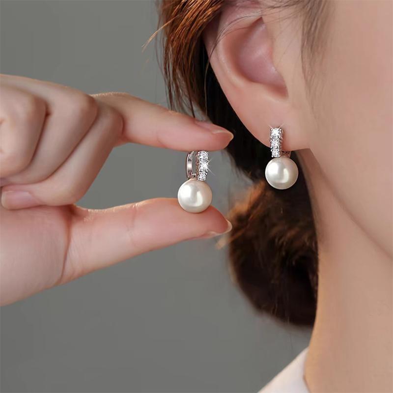 925 Sterling Silver Faux Pearl Drop Earring Product Image