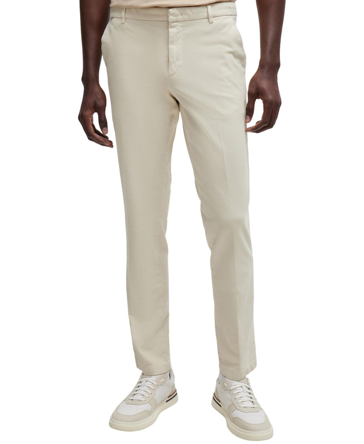 Boss By  Men's Stretch Cotton Slim-fit Regular-rise Chinos In Open White Product Image