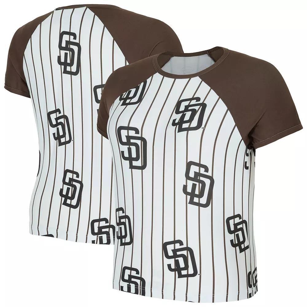 Women's Concepts Sport White San Diego Padres Outbound Pinstripe Raglan T-Shirt,  Product Image