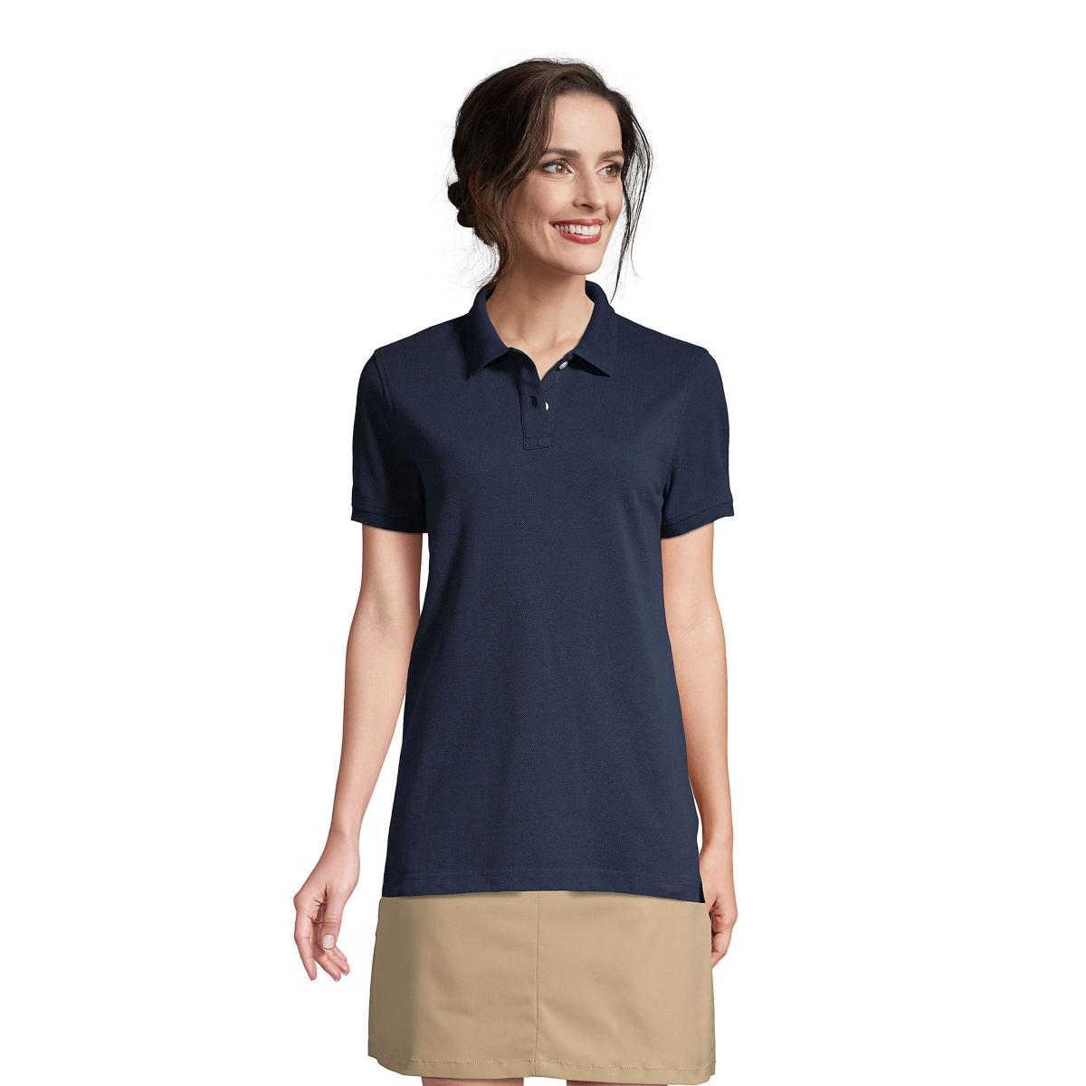 Women's Lands' End School Uniform Short Sleeve Mesh Polo Shirt, Size: Small, Red Product Image